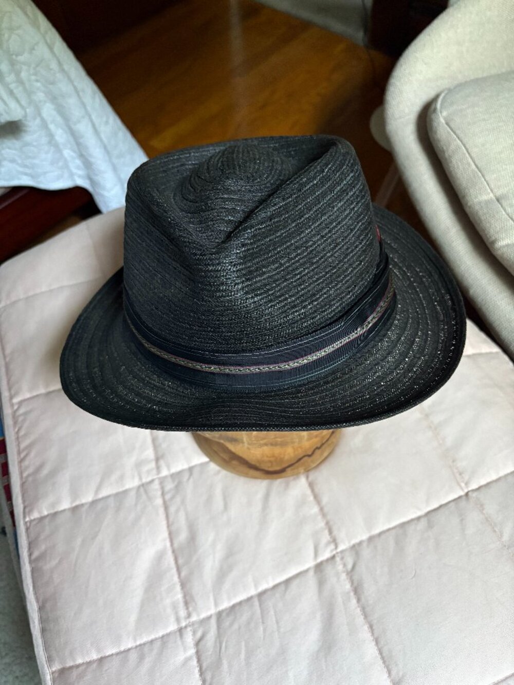 Pinzano Black oxford Milan Straw Hat size 7 1/4 / 58